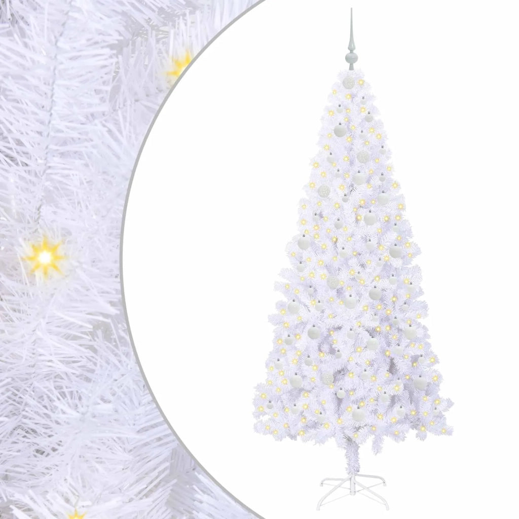 Albero di Natale | Decorazioni natalizie artificiale Bianco 210 cm PVC e Acciaio