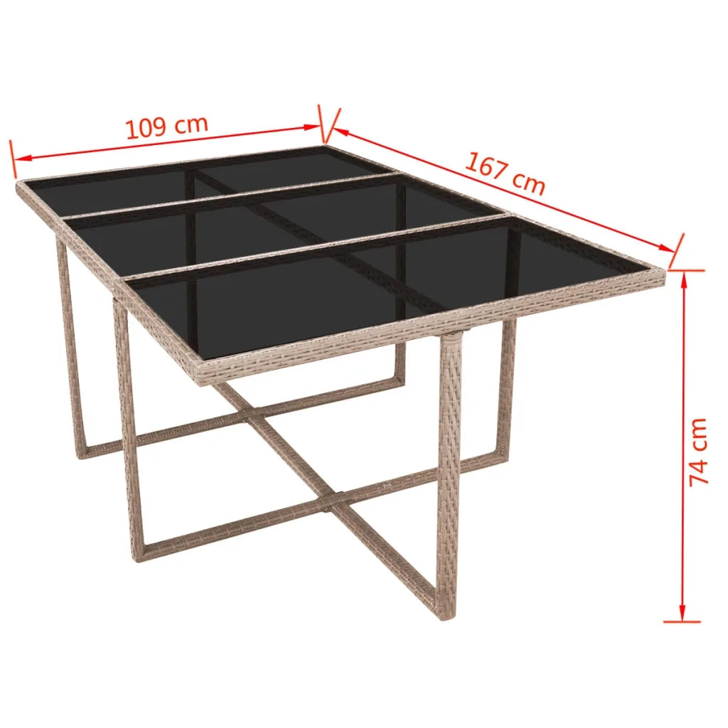 Set da Pranzo da Giardino 11 pz con Cuscini in Polyrattan Beige 42557