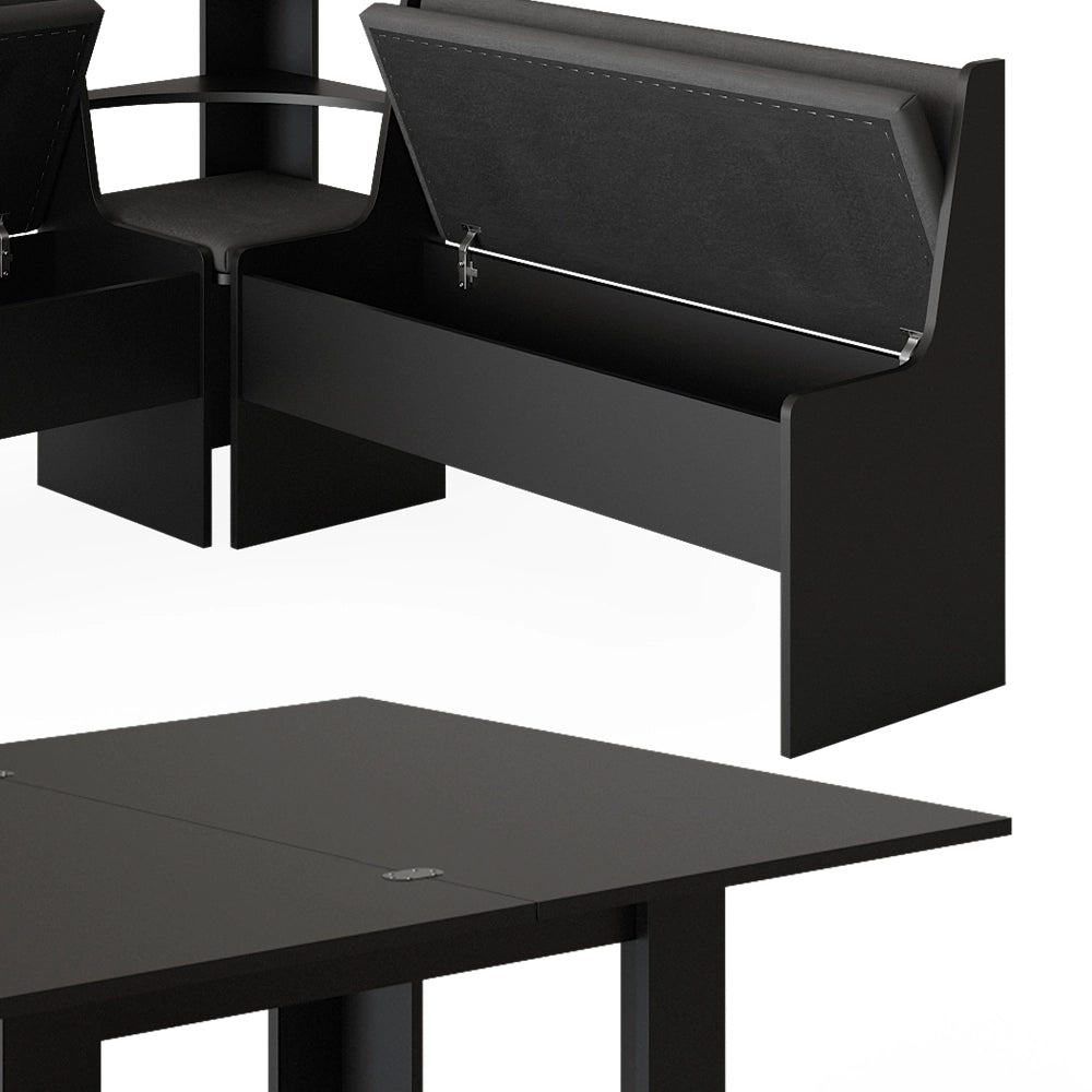 Vicco Gruppo panca ad angolo Nero 150 x 41.5 cm con tavolo
