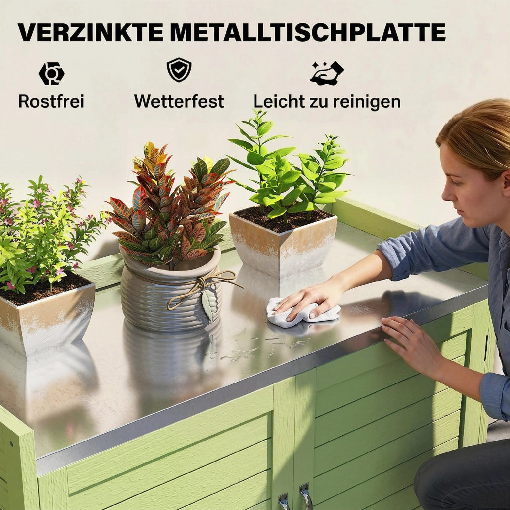 Tavolo da giardino con mobile ¨C zephmum ¨C Verde 88x40x70,5 cm