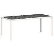 Tavolo Giardino | Tavolino da esterno Piano in Vetro Bianco 190x90x75 cm Polyrattan