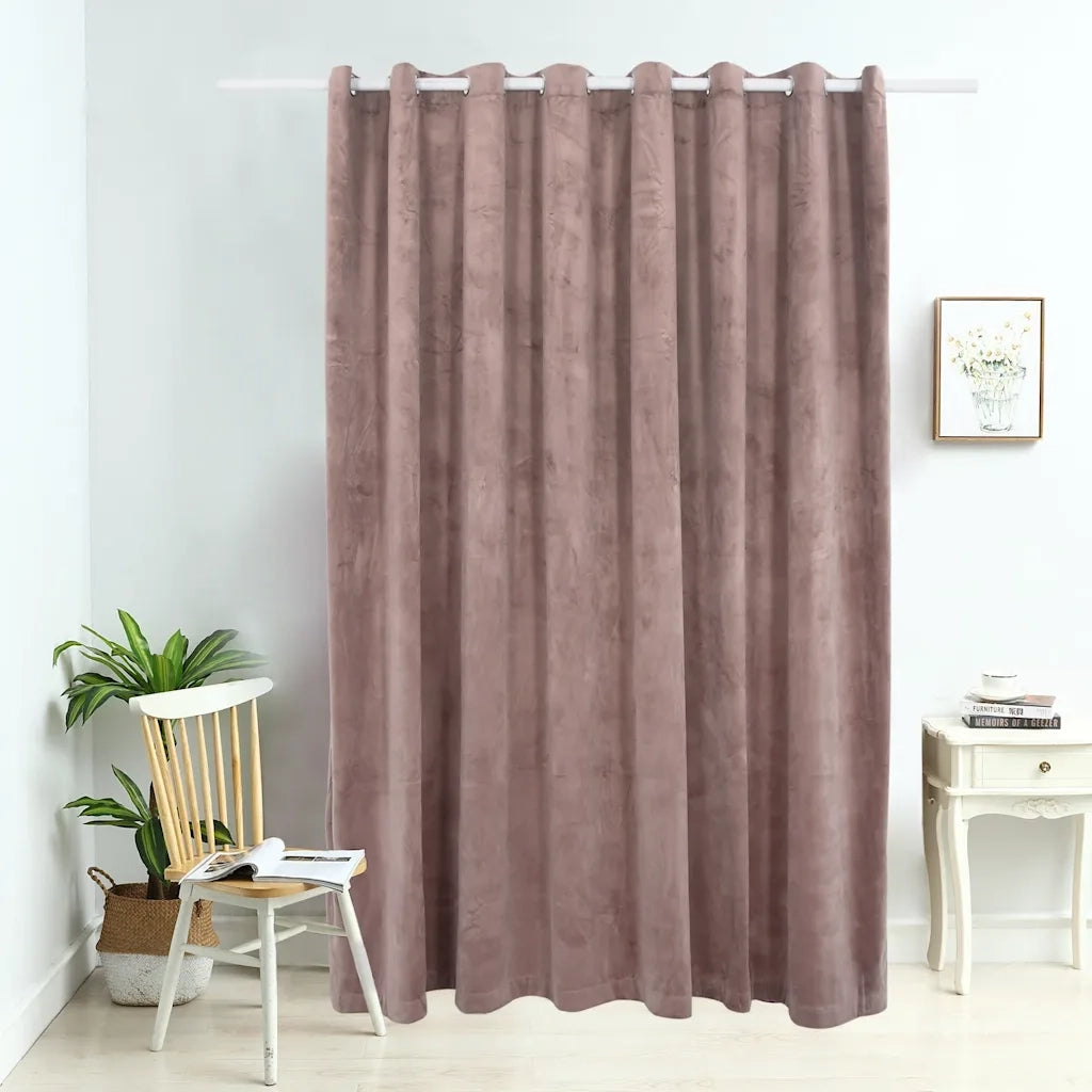 Tenda Oscurante Anelli in Metallo Velluto Rosa Antico 290x245cm 134523