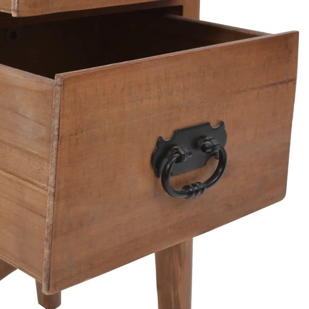 Comodino | Armadio da Notte | Mobiletto da notte in Legno Massello di Abete 40x29x68 cm Marrone
