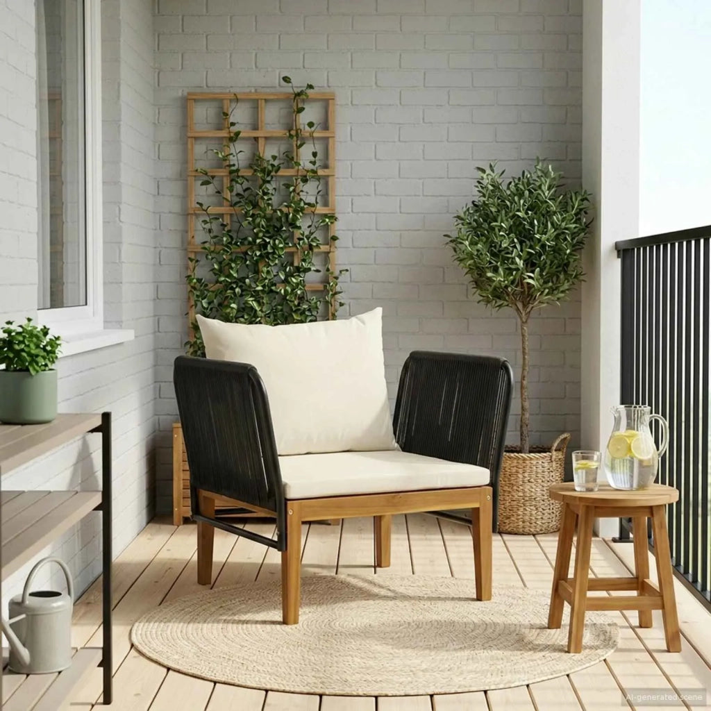 Sedia da giardino con cuscini Legno massiccio di acacia e corda 42022068