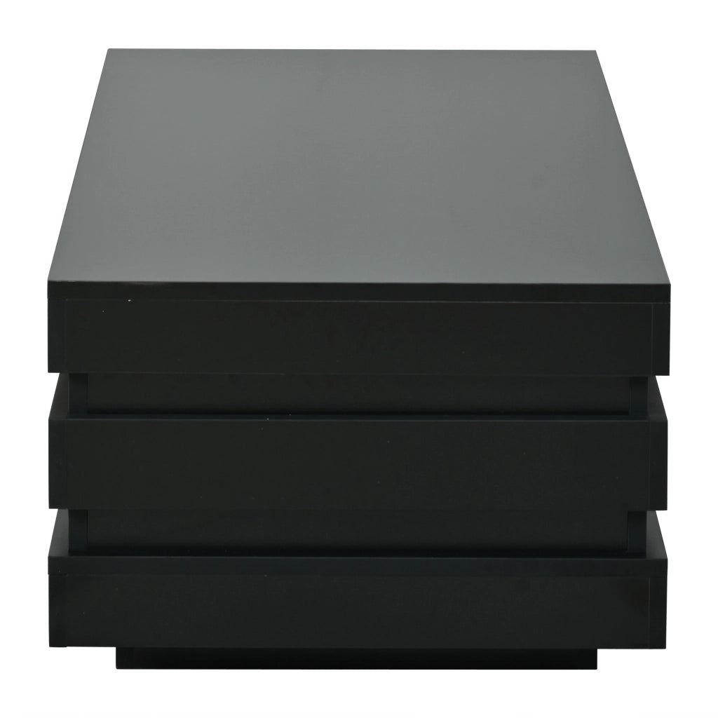 Tavolino lucido, 100 x 50 x 35 cm, design traforato, luci a LED, pannello truciolare, nero