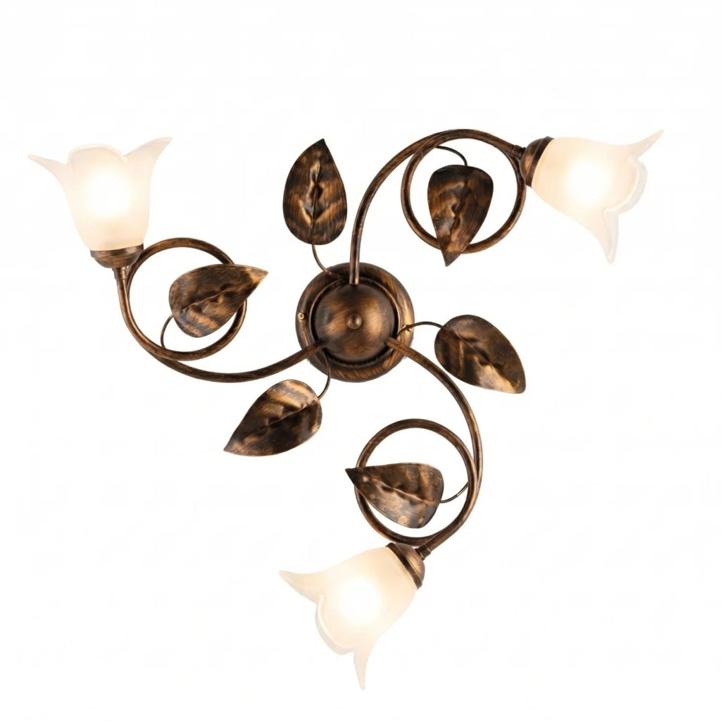 Plafoniera Arte Povera Limone 3 Luci Marrone e Bianco LuceArt Classic