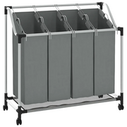 Cesto Portabiancheria con Ruote 4 Scomparti Grigio CFW4344571