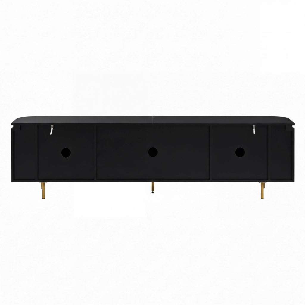 Mobile TV 180x38x46 cm con 6 ante e passacavi in MDF nero