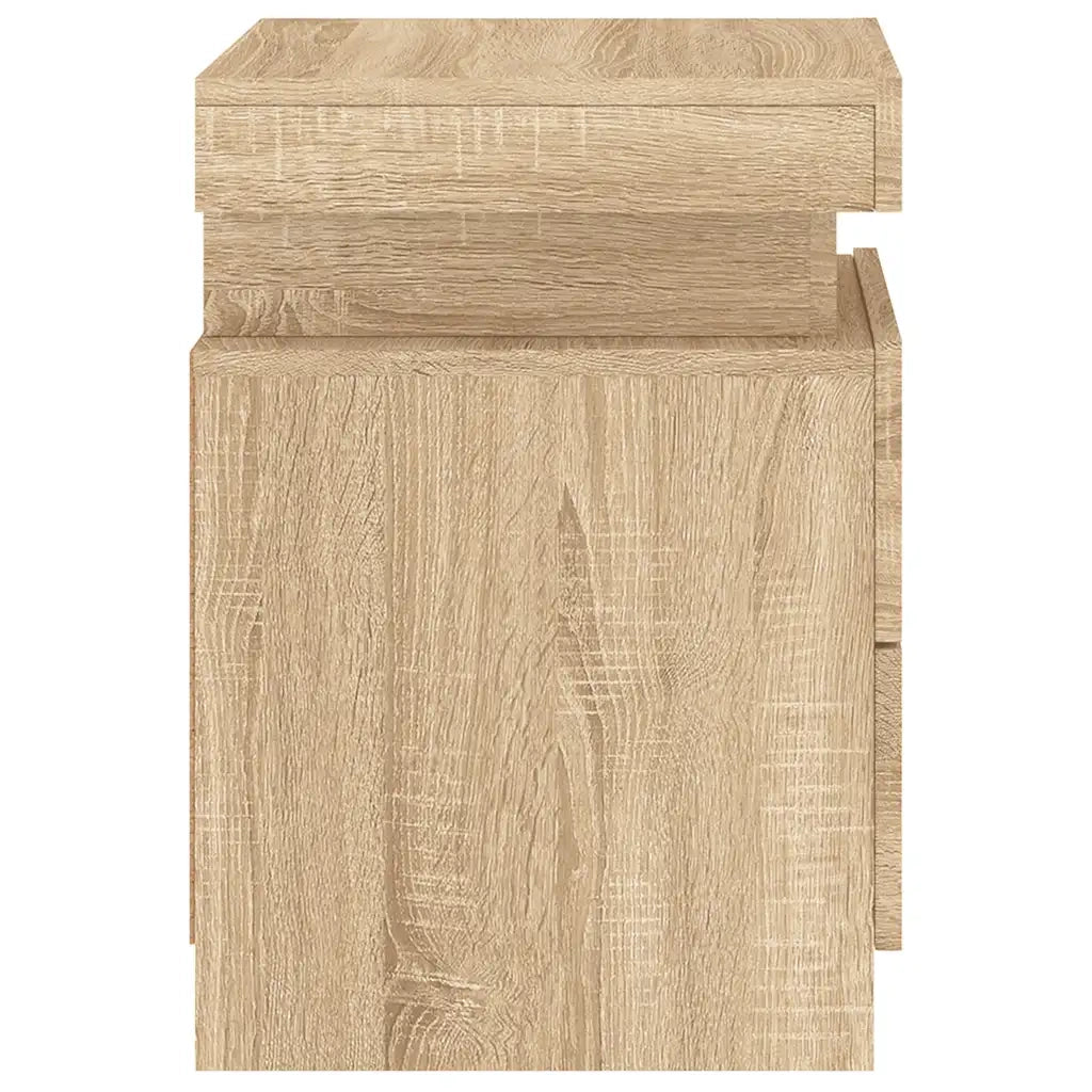 Comodino | Armadio da Notte | Mobiletto da notte con Luci LED Rovere Sonoma 35x39x55 cm