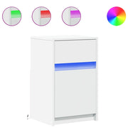 Comodino | Armadio da Notte | Mobiletto da notte con Luci LED Bianco in Legno Multistrato