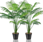 Set di piante artificiali premium di grande dimensione da 2 per decorazione interna ed esterna - palme artificiali - piante decorative - piante in plastica alte - per ufficio e casa - 2 vasi gialli