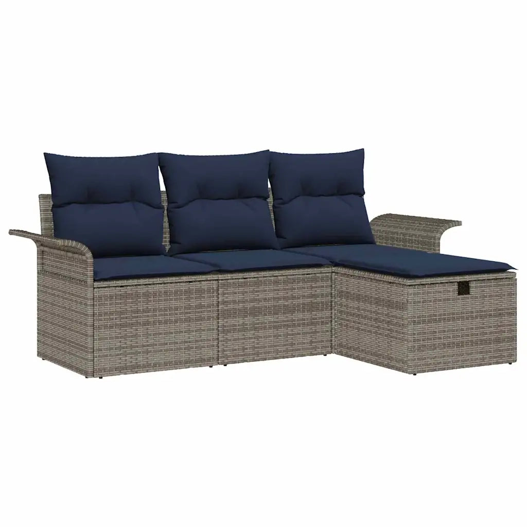 Set Divano da Giardino con cuscino 4 pcs Poly Rattan