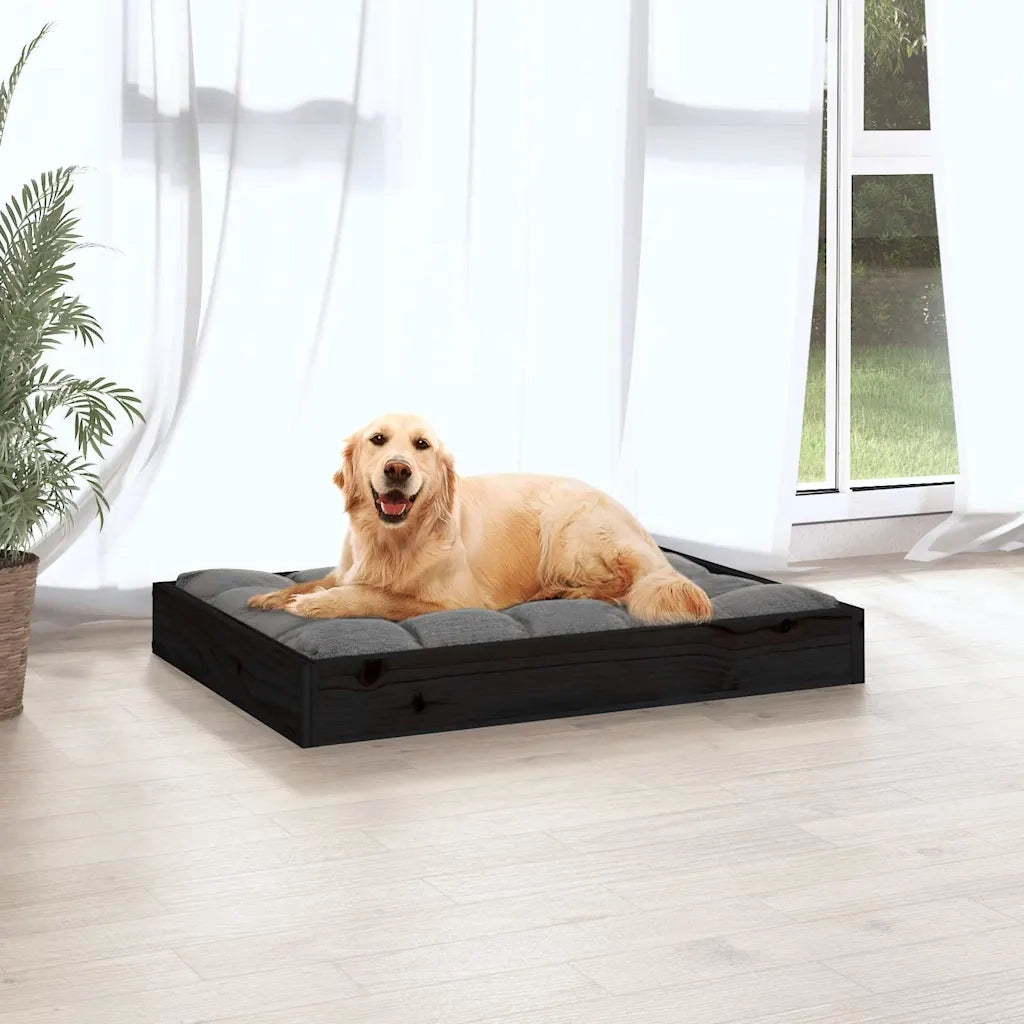 Cuccia per Cani Nera 71,5x54x9 cm in Legno Massello di Pino 820860