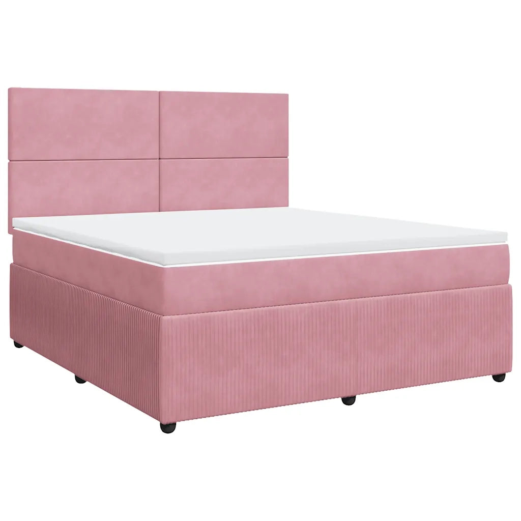 Giroletto a Molle con Materasso Rosa 180x200 cm in Velluto