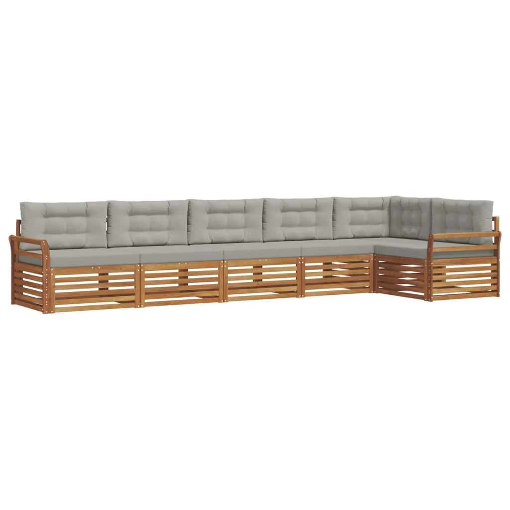 Set di divani da esterno 6 pcs Grigio Naturale e Chiaro