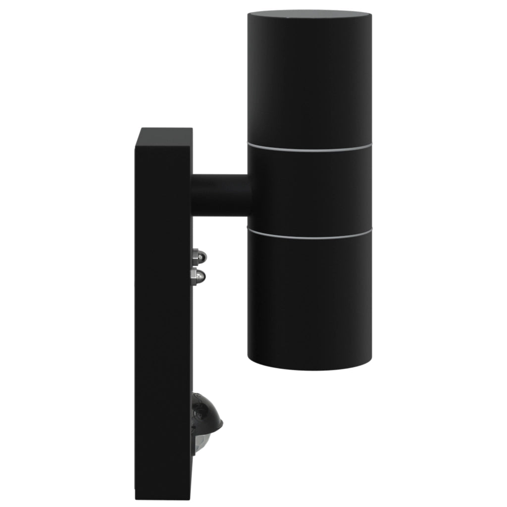 Lampada da Parete Esterna con Sensore Nera Acciaio Inossidabile IP44