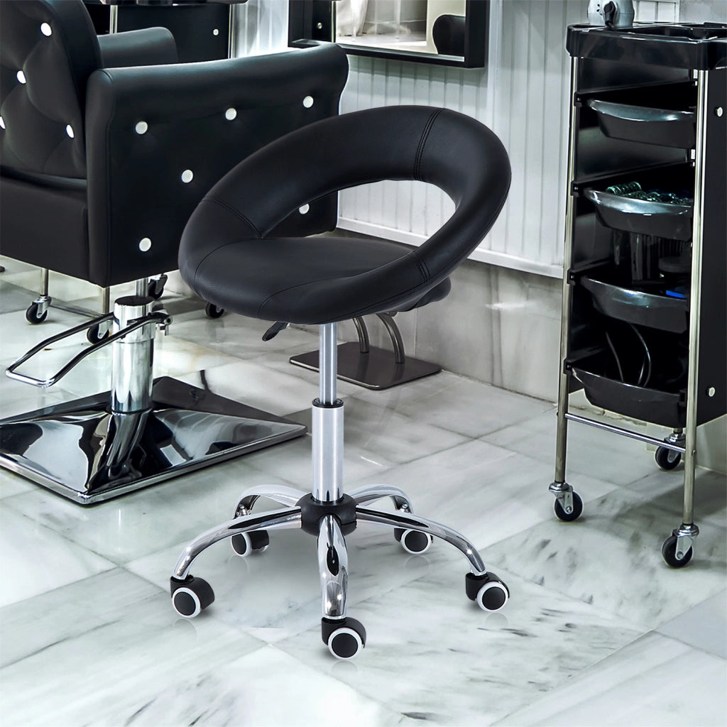 Sgabello da ufficio regolabile in altezza ¨C Xylo ¨C PU nero e metallo, 50x54x(66-78)cm