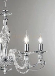 LAMPADARIO 1306 8 LUCI TRASPARENTE E CROMO ATTACCO E14 D.84CM