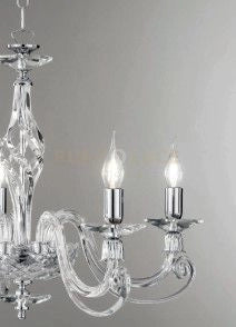 LAMPADARIO 1306 8 LUCI TRASPARENTE E CROMO ATTACCO E14 D.84CM