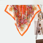 Elegante sciarpa/foulard da collo in seta con stampa floreale per donna, sciarpa piccola, raffinata e versatile, sciarpa quadrata di lusso discreto da 71 cm.