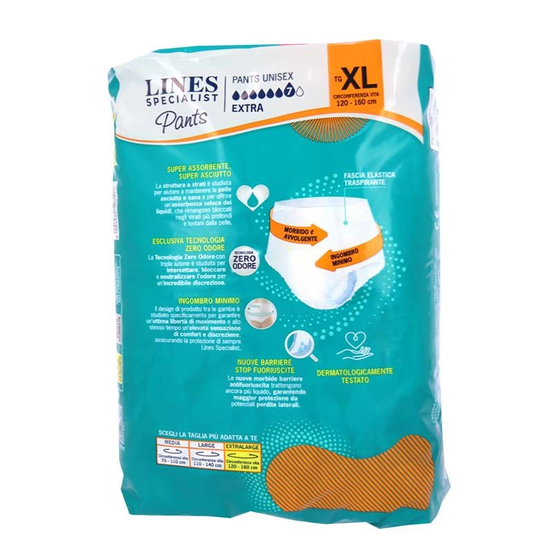 LINES SPECIALIST PANTS MUTANDINE UNISEX "XL EXTRA" BARRIRE STOP FUORIUSCITE, ZERO ODORE 7PZ