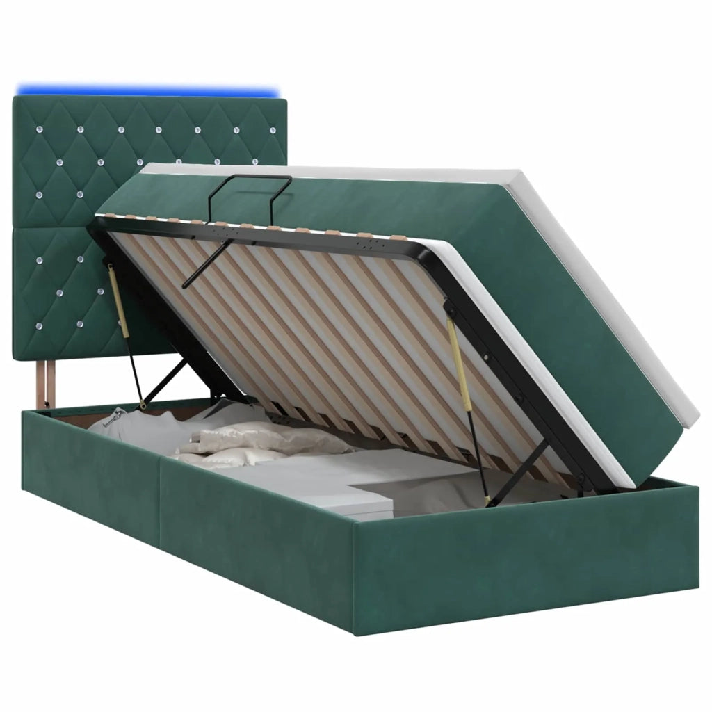 Letto con contenitore LED e materasso Verde Scuro 90 x 190 cm 3460041