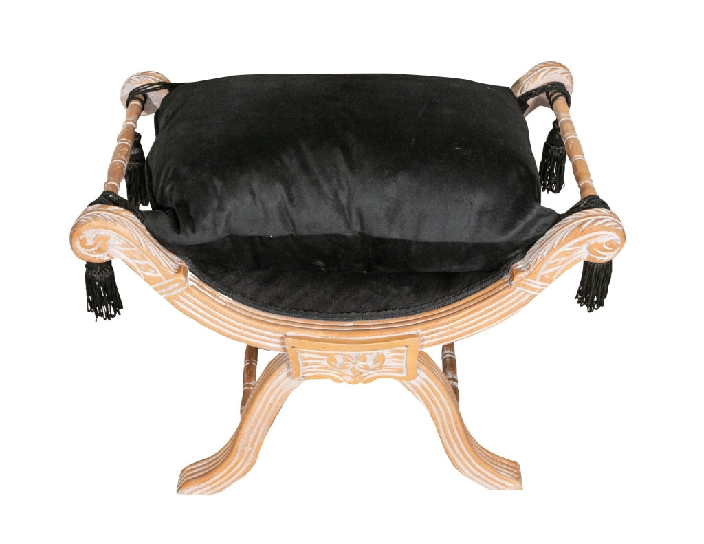 Biscottini PANCHETTA STILE FRANCESE LUIGI XVI IN LEGNO MASSELLO DI FAGGIO faldistorio XVI,