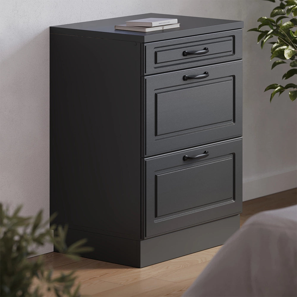 Mobile cucina sottotetto R-Line Antracite rustico/Antracite 60 cm senza inclinazione con 3 cassetti Vicco