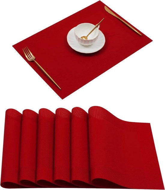 Piatti di protezione per tavolo, vinile lavabile, 30 x 45cm, set da 6, nero