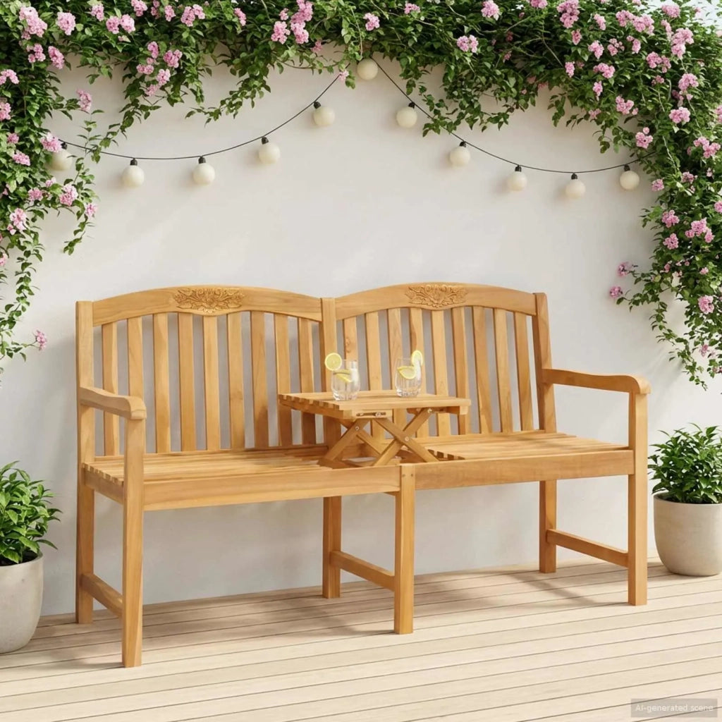 Panchina in legno intagliata a mano Naturale 150,5 x 60 x 95 cm