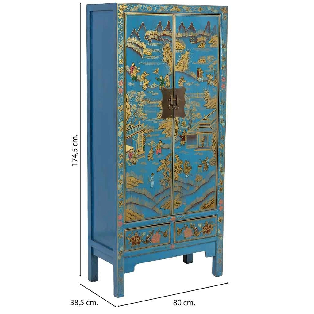 Armadio in legno blu 80x38,5x174,5cm