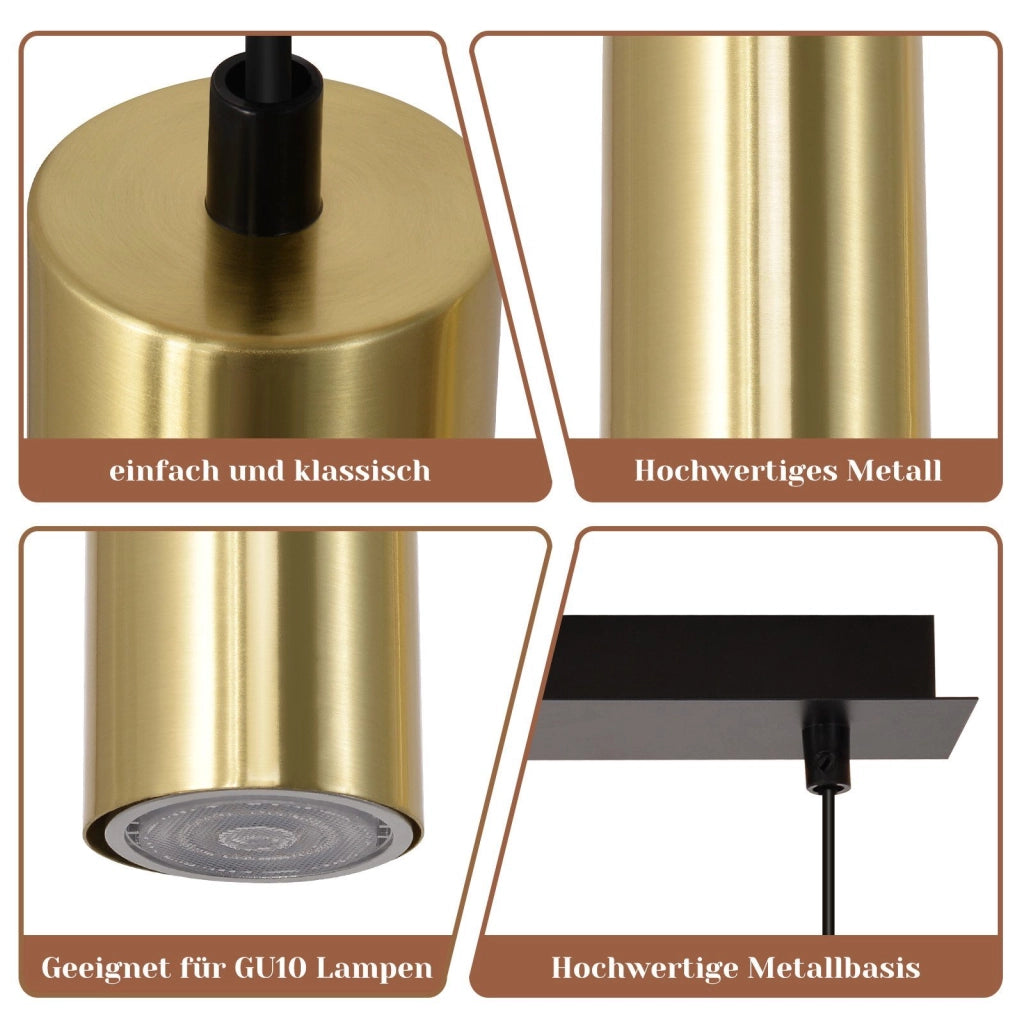 Lampada a sospensione ZMH GU10 retr¨° oro 170cm metallo con 4 luci in stile industriale