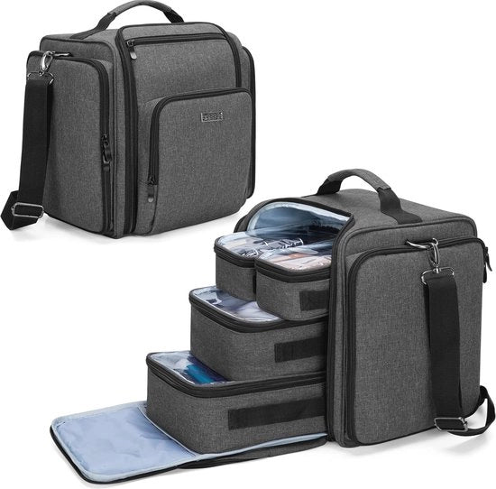 Organizzatore per accessori cosmetici - Nero, con tasche trasparente ampia
