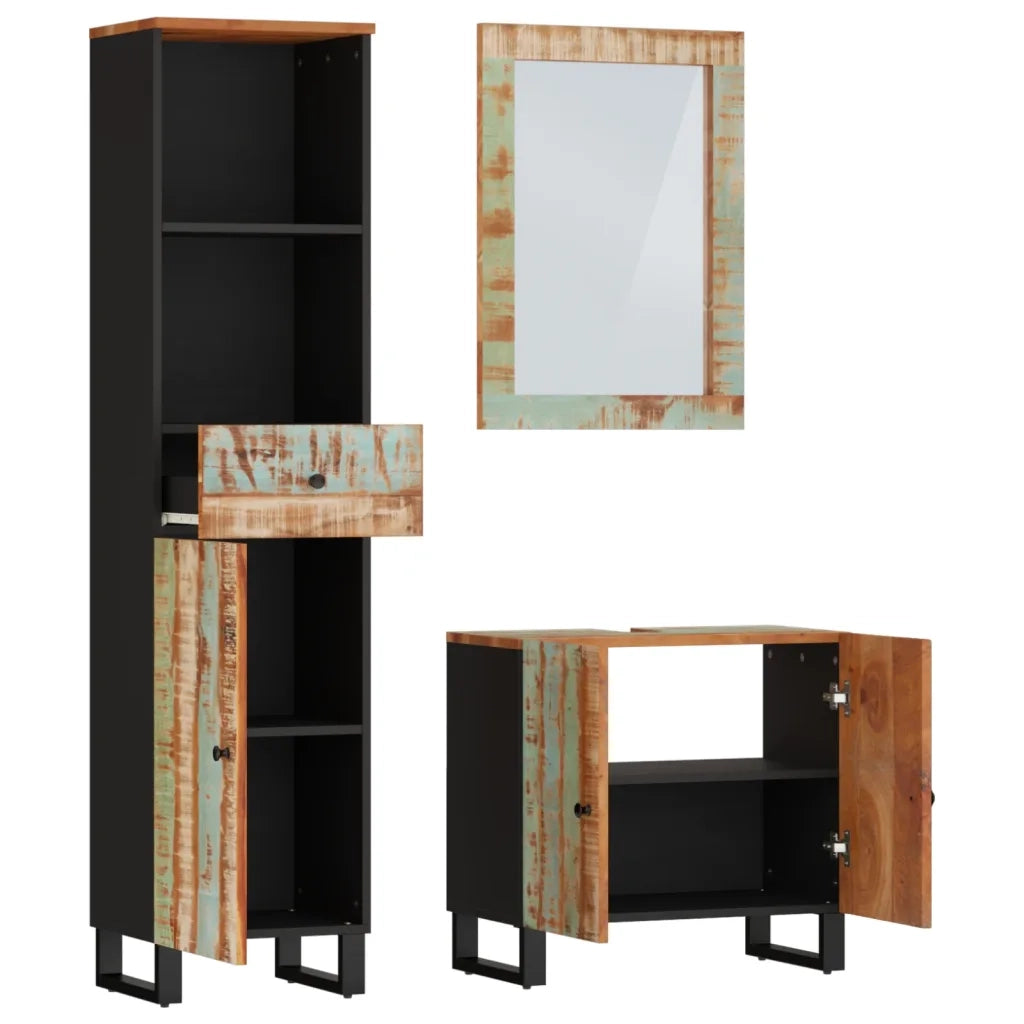 vidaXL Set Mobili da Bagno 3 pz in Legno Massello di Recupero