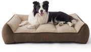 Letto per cani lavabile per cani grandi - 96x71cm divano per cani impermeabile con Sherpa morbido, cesta per cani antiscivolo in marrone