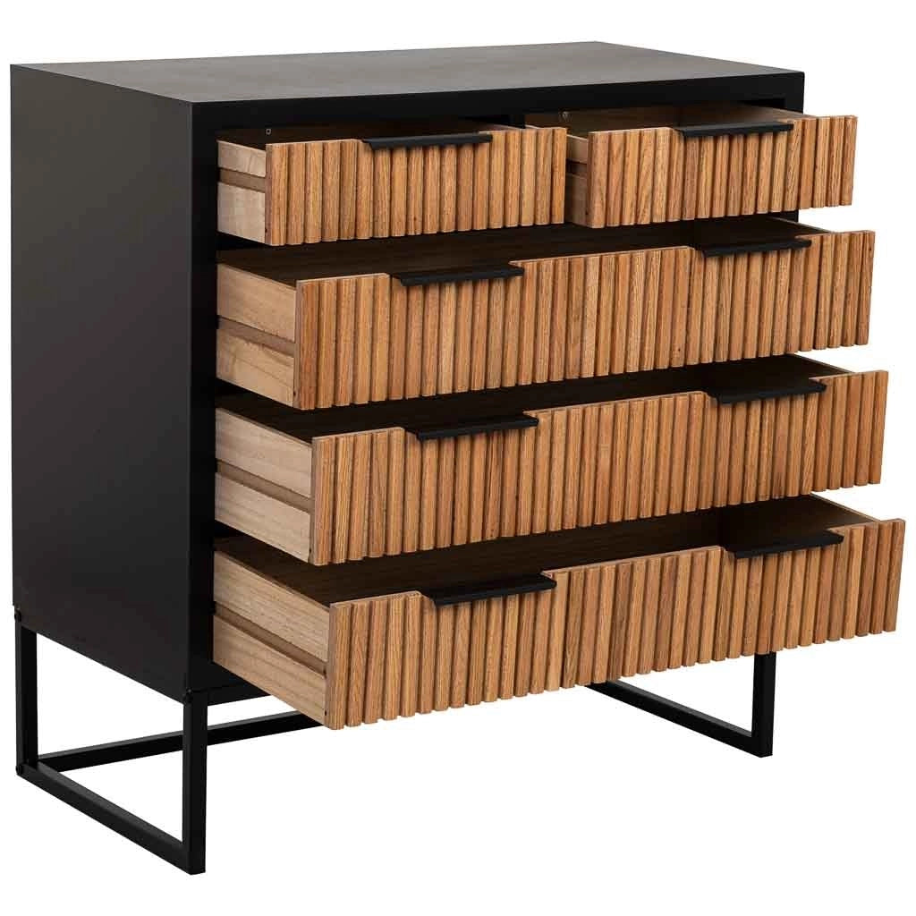 Cassettiera 4 cassetti legno e metallo 80x39,5x81h cm