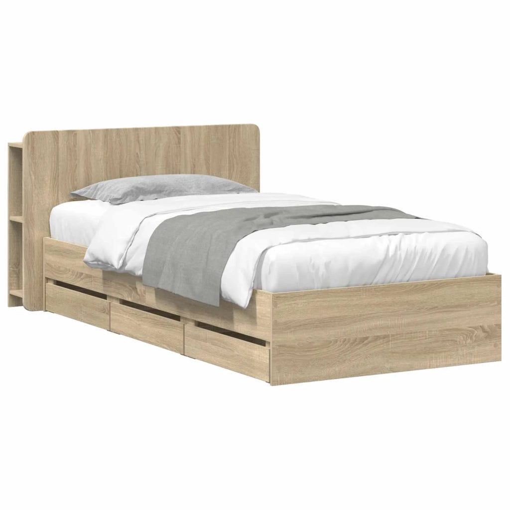 Struttura del letto con stoccaggio e testata Rovere Sonoma 3433917