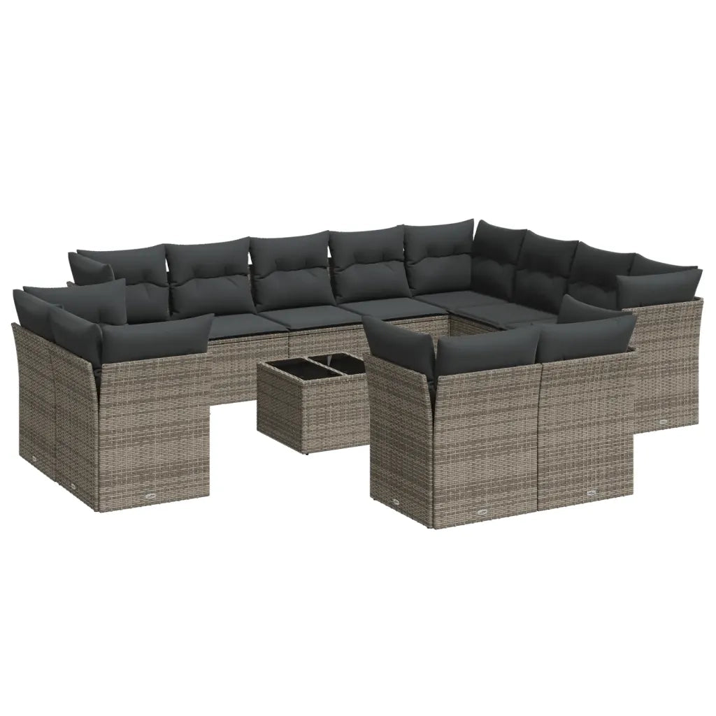 Set Divani da Giardino 13 pz con Cuscini Grigio in Polyrattan