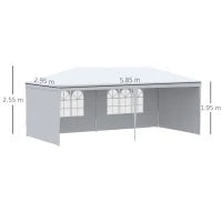 Tendone da Giardino Pieghevole per Feste ed Eventi con Pannelli Rimovibili, 5.83x2.95 m, Bianco