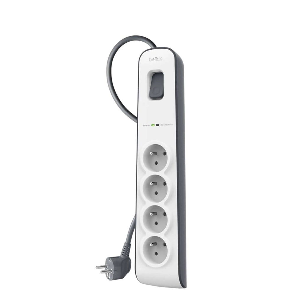 Multipresa Filtrata 4 Prese con Protezione Sovratensioni e Cavo 2 m Bianco / Grigio Belkin