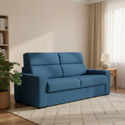 Quindici, Divano Letto 3 Posti Sfoderabile Made in Italy, 220x95 cm blu