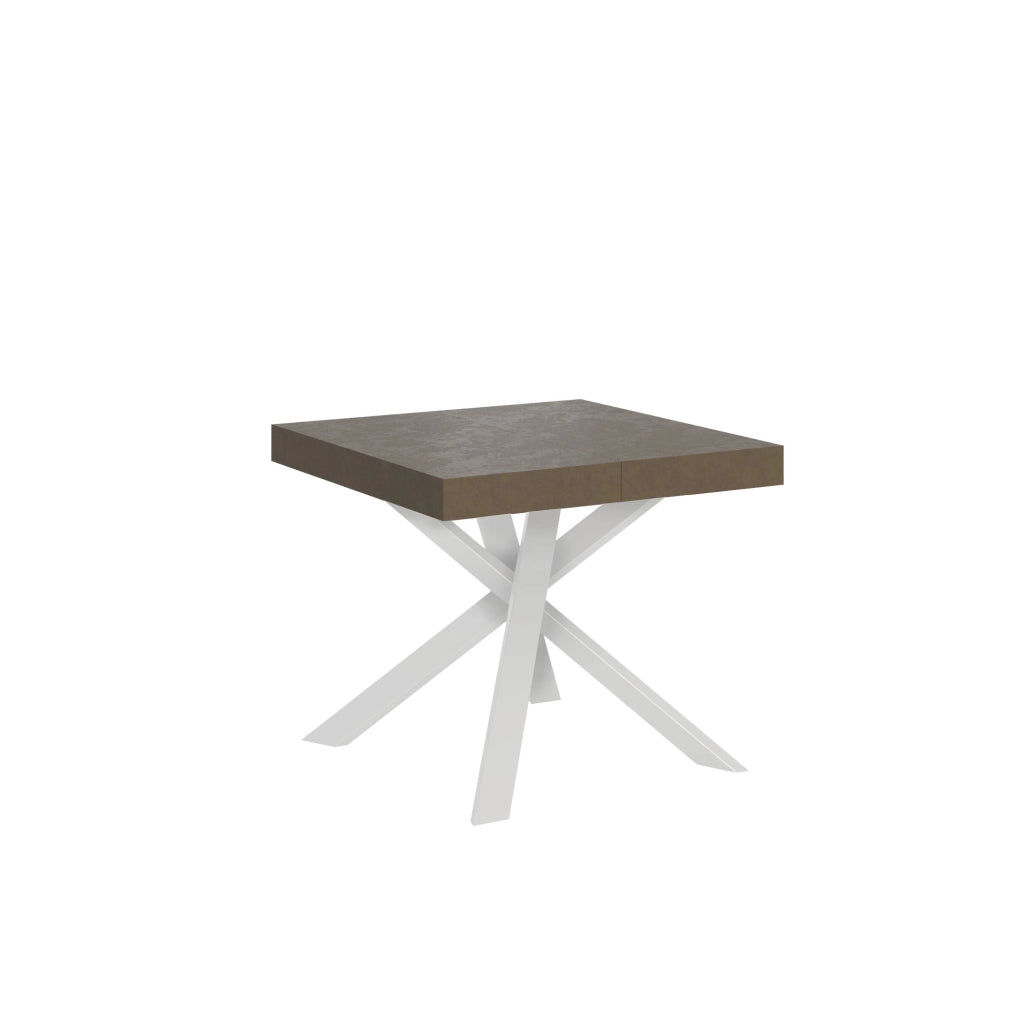 Tavolo allungabile 90x90/194 cm Clerko tortora gambe bianche