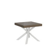 Tavolo allungabile 90x90/194 cm Clerko tortora gambe bianche