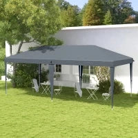 Gazebo da Giardino Pop-up 6x3 m Pieghevole, Tendone per Feste con Sacca di Trasporto, Grigio