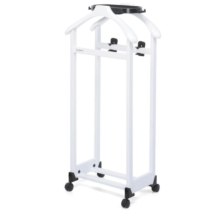 Foppapedretti 9900395010 IlMettinsieme Indossatore con 2 Spalle Portapantaloni Pinze Regolabili Vaschetta Portaoggetti Base Portascarpe Ruote Piroettanti colore Bianco