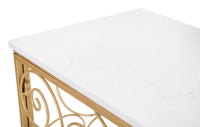 Consol Spiral 140x36x82 cm in Ferro e Marmo Oro e Bianco