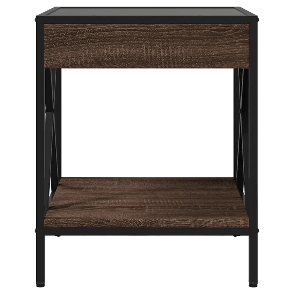 Tavolino da Salotto con LED Infinity Rovere Marrone 40x40x49 cm