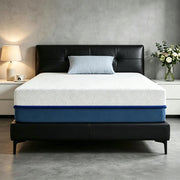 Materasso in Memory Foam al Tè Verde con Gel Rinfrescante 90x190x20 cm; Bianco e Blu