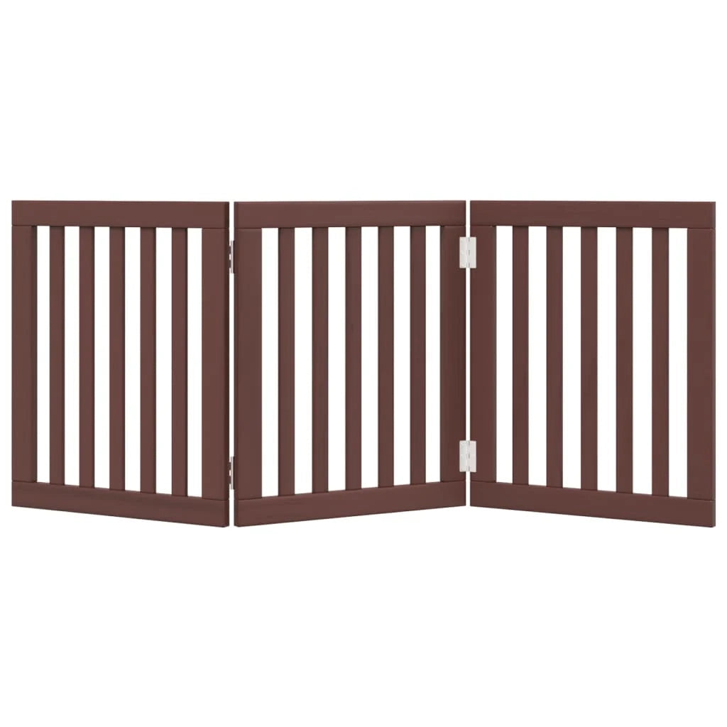 Cancelletto di sicurezza pieghevole per cani a 3 pannelli 150 cm legno di pioppo marrone 02_0023065