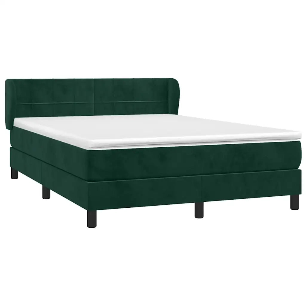 Giroletto a Molle con Materasso Verde Scuro 140x200 cm Velluto 3127496